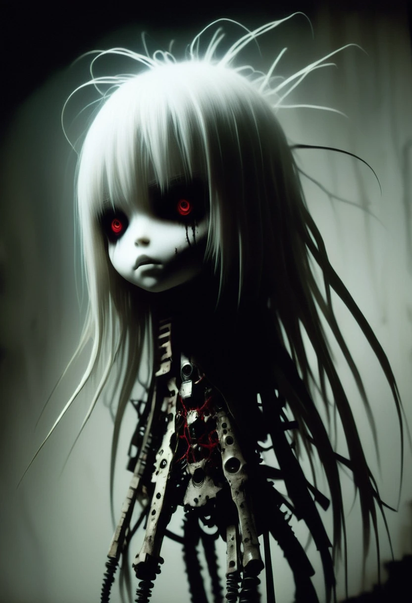 Ashley Wood style, dark scarlet, Chemiluminescence, girl, (minimalism: 1), ray tracing details...Stephen Gammell Style - Iaaya in the style of Stephen Gammell