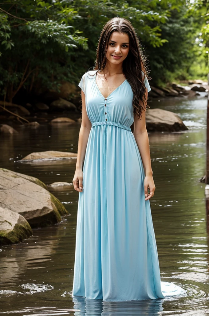 Soaking wet girl in long dress
