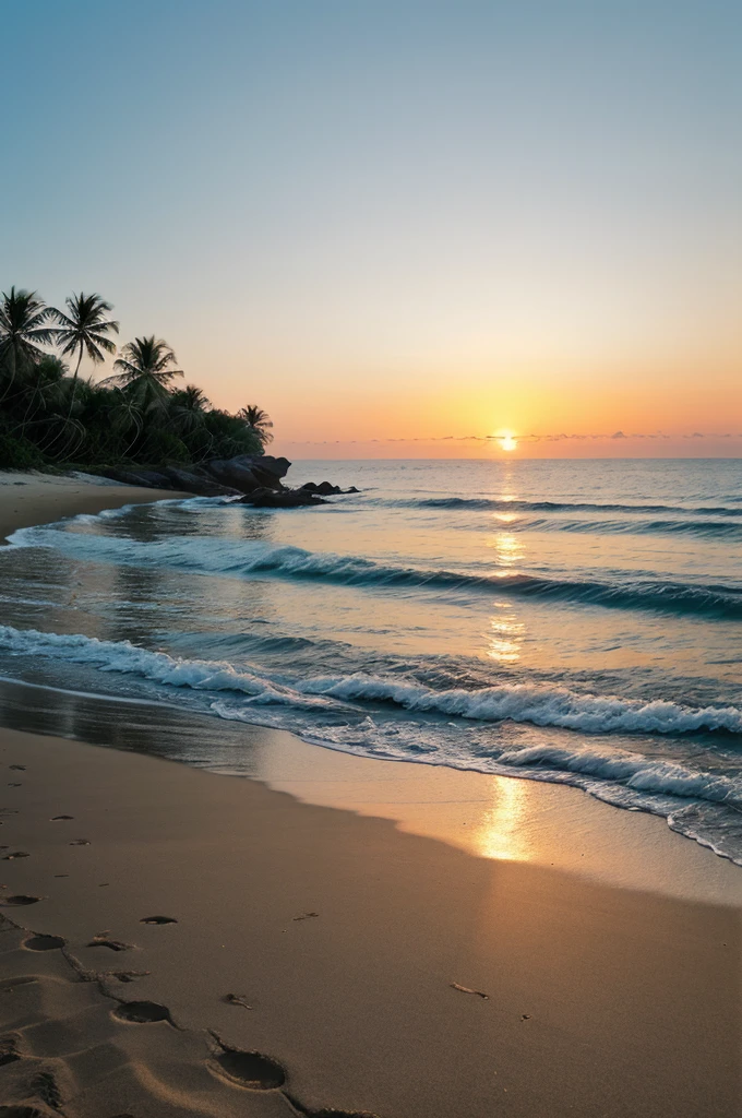 The novel cover features a serene and secluded beach at dusk. Soft waves gently lap against the shore, reflecting the warm colors of the setting sun. The sky above is a canvas of pastel hues, with a few wispy clouds catching the last rays of daylight. Palm trees sway gently in the breeze, adding to the tranquil atmosphere. The title "Chahtein Ishqwalo ki" is elegantly displayed in a subtle and soothing font, harmoniously blending into the calming scene of the beach, evoking a sense of romance and tranquility in a secluded coastal paradise