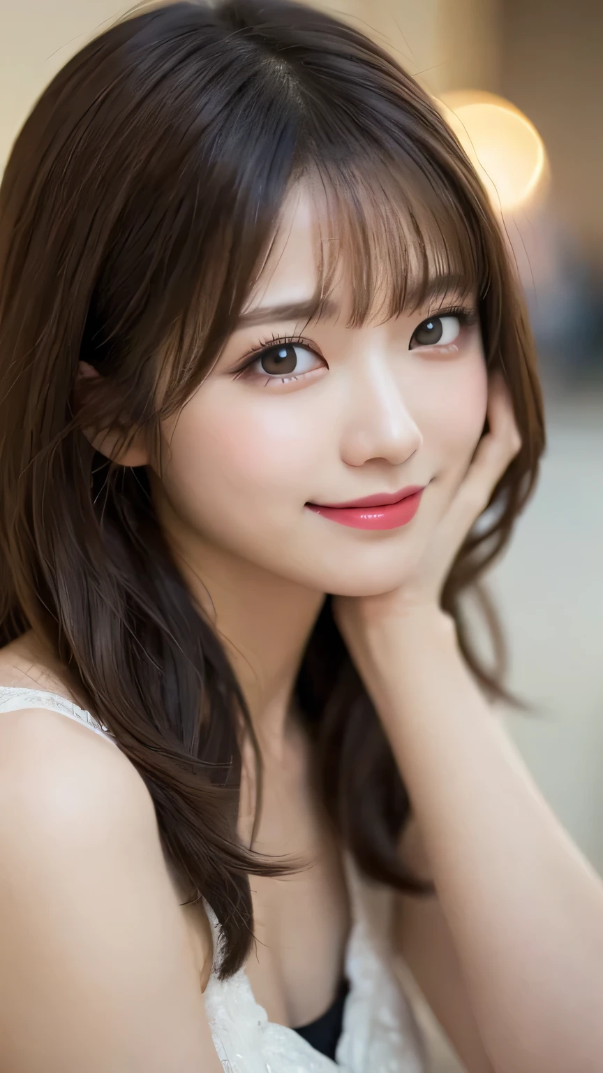 Tabletop, highest quality, figure, Super detailed, Fine details, High resolution, 8k wallpaper, Perfect dynamic composition, Beautiful fine details, dress,Medium Hair, , Natural color lips, Random sexy poses,smile,Okinawa、Light brown hair