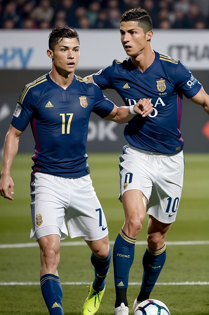 Cristiano Ronaldo e Messi jogando juntos