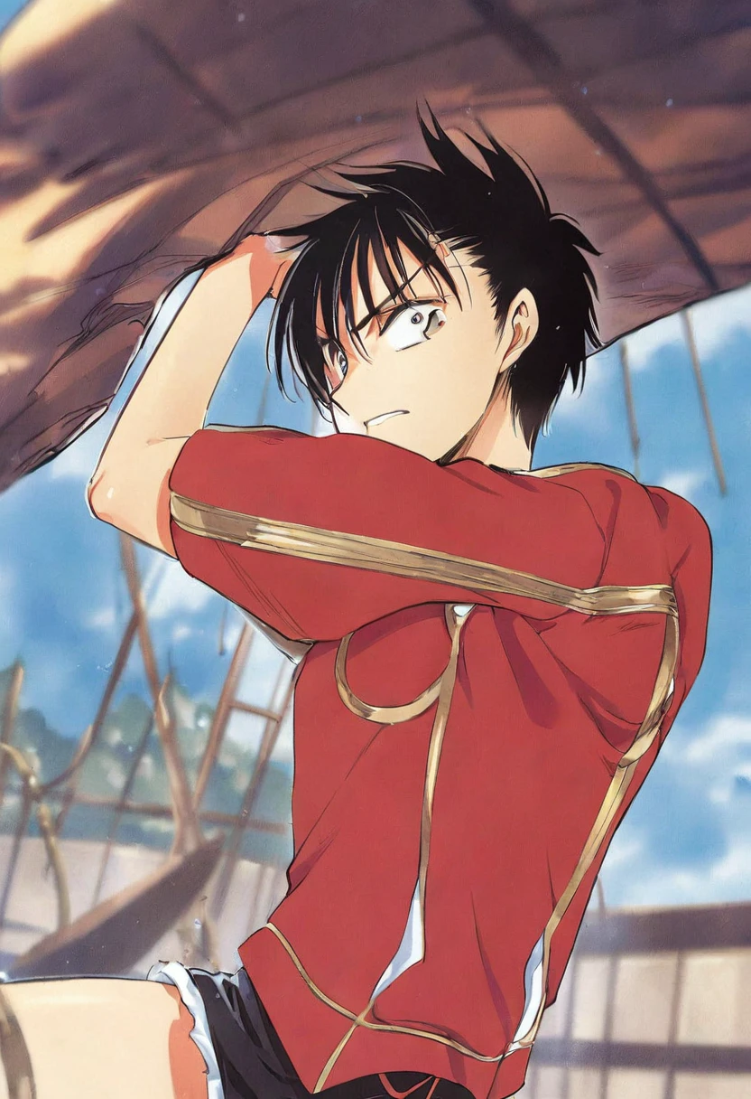 Luffy stretching his arm anime