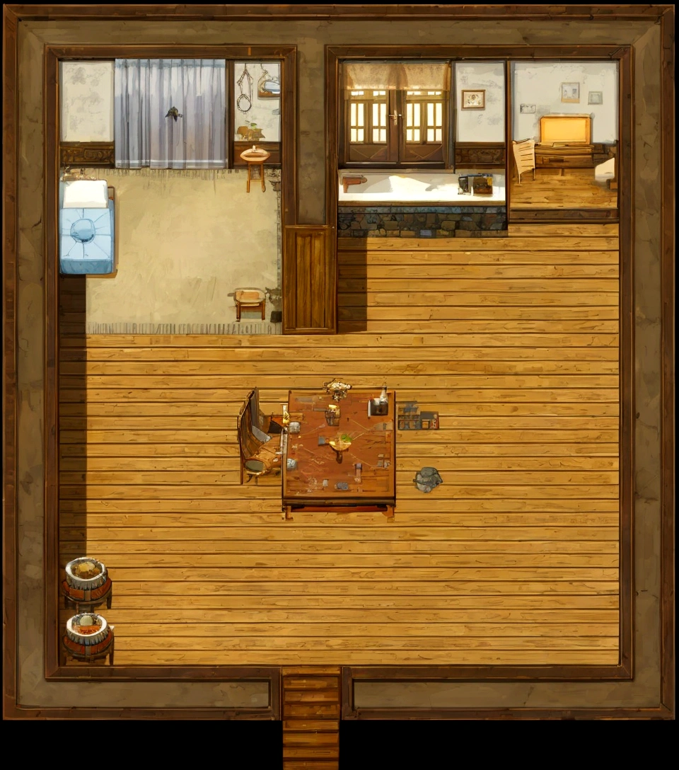 Room close-up，pixel art,There was a table and a chair, Role playing game maker style bedroom, Multidimensional cozy bistro, made in Role playing game maker, house interior, Old apartment, Role Playing Game Maker, Tilset, Inside the tavern, Weapon shop interior, Luxury Apartment, Role playing game maker, Ultra-detailed scenes, Tilset asset store, Complete House, RPG style, Pub Background
