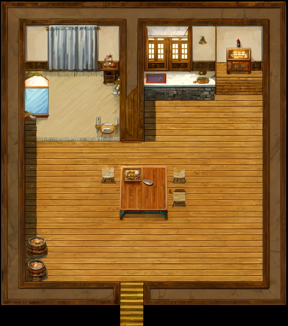 Room close-up，pixel art,There was a table and a chair, Role playing game maker style bedroom, Multidimensional cozy bistro, made in Role playing game maker, house interior, Old apartment, Role Playing Game Maker, Tilset, Inside the tavern, Weapon shop interior, Luxury Apartment, Role playing game maker, Ultra-detailed scenes, Tilset asset store, Complete House, RPG style, Pub Background