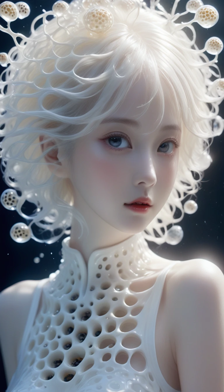 超現実的な芸術 神経ネットワーク生物の彫刻のRAWアナログphotograph, Synthetic Porcelain Girl, ((mechanical, White skin:2, Trypophobia:0.8, View Viewer)), (Sharp focus, Super detailed, Very complicated, Physically Based Unbiased Rendering), Natural light, . 非常にHigh resolutionの詳細, photograph, Realism pushed to the limit, Fine texture, Incredibly realistic, movieのような, 35mm movie, 35mmphotograph, movie, photographリアリズム, Digital SLR, 8K Ultra HD, High resolution, Super detailed, high quality, High Contrast,
