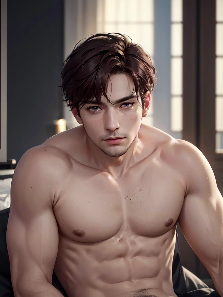 a 35 year old man (red short hair:1.0), grey eyes, moles all over the face, wearing an official uniform, masculinity, teacher, medic, (best quality,4k,8k,highres,masterpiece:1.2),ultra-detailed,(realistic,photorealistic,photo-realistic:1.37),cinematic lighting,highly detailed face and body,sharp focus,vivid colors,anime style