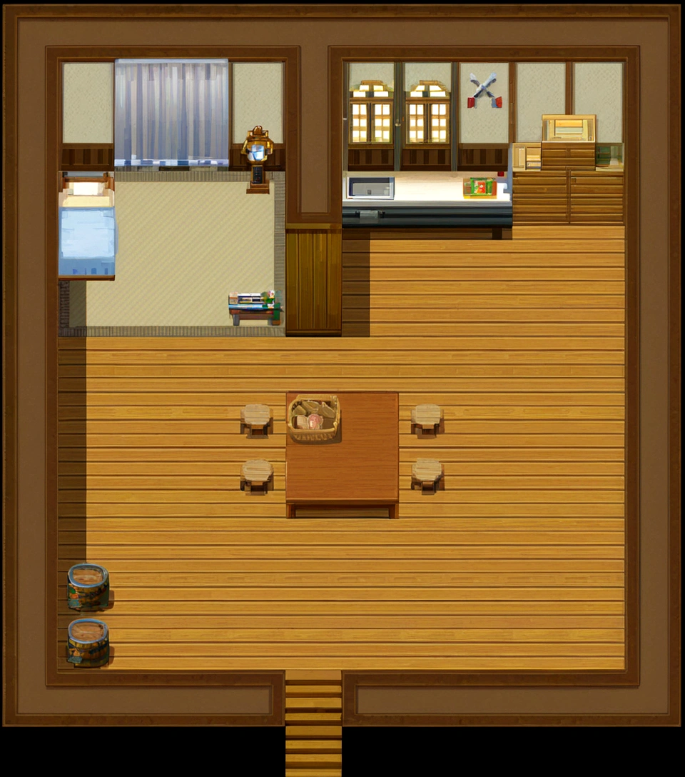 masterpiece,Best quality,pixel art,Room close-up,There was a table and a chair, Role playing game maker style bedroom, house interior, Old apartment,