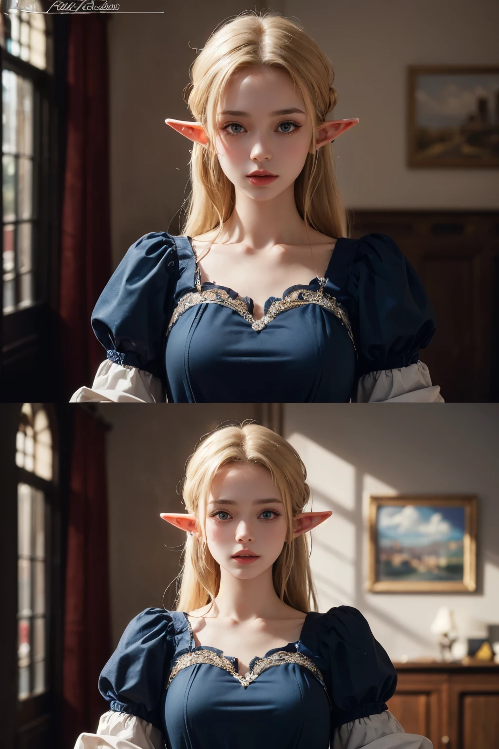 Elf,(8k, RAW Photos, highest quality, masterpiece:1.2),Super detailed,blonde,blue eyes,RPG,princess knight