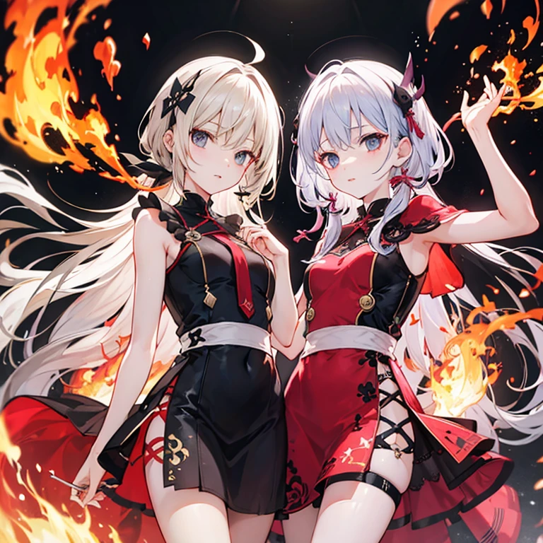 Dark attribute older sister and fire attribute younger sister
