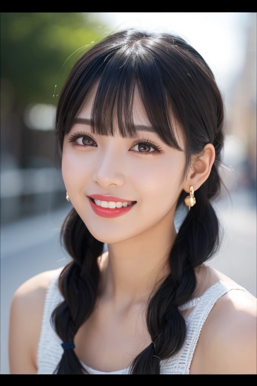 Black Hair、Hair Bob、wince、Long eyelashes、Round eyes、False eyelashes、A light smile、correct、Striped Hair、Curly Hair、Braided Ponytail、鈍いbangs、bangs、Side Ponytail、Very long hair、hair band、Earrings、Red lips、teeth、Laughter、Surrealism、Drop Shadow、Anaglyph、Stereogram、Character portrait、Subjective、Atmospheric Perspective、Ray Tracing、shine、Nikon、shortening、Super detailed、highest quality、High resolution、UHD、解剖学的にcorrect、Textured Skin、Super detailed、1080P、16k