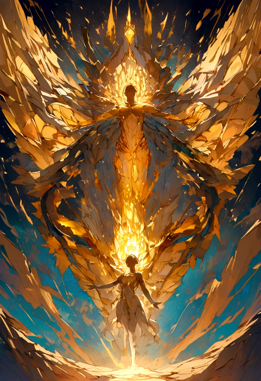 Breaking down the walls,The whole body emits a golden light