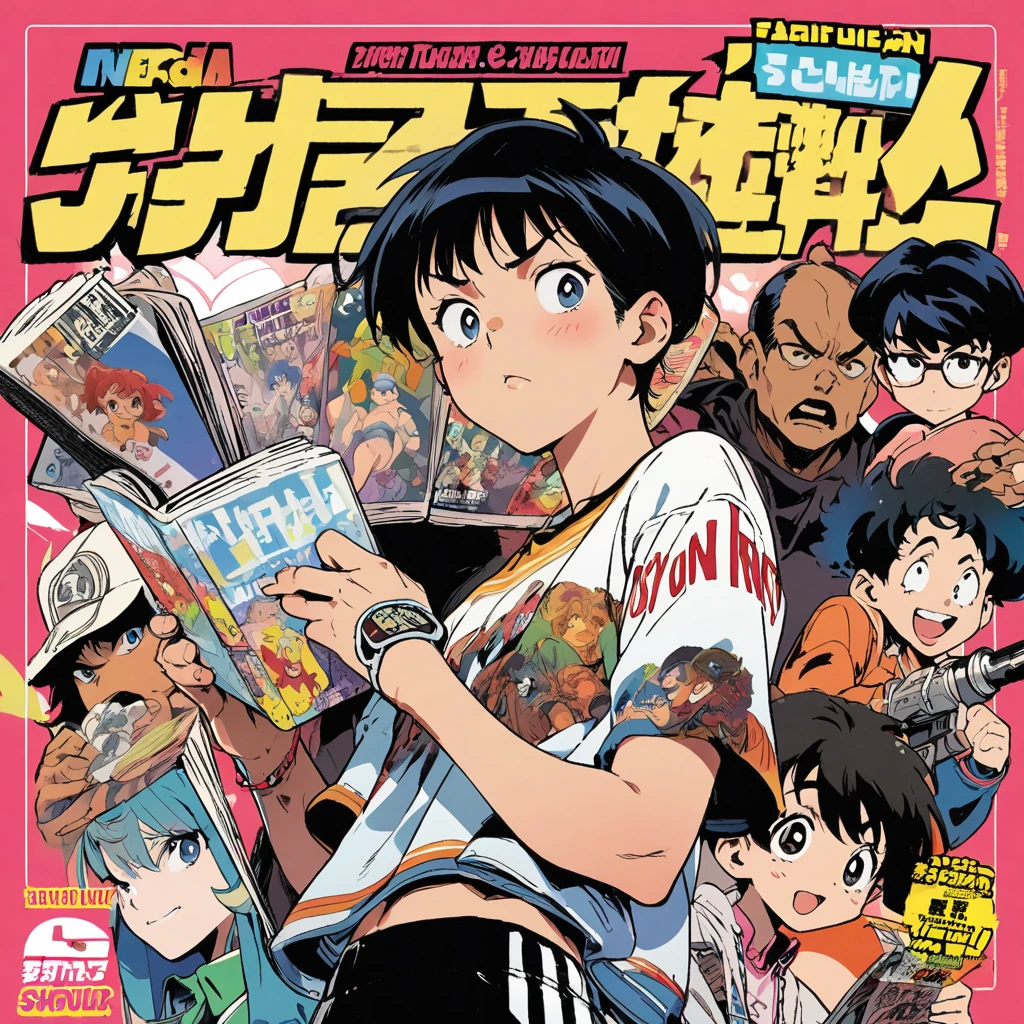 several charactes, manga cover, shonen, design scholar