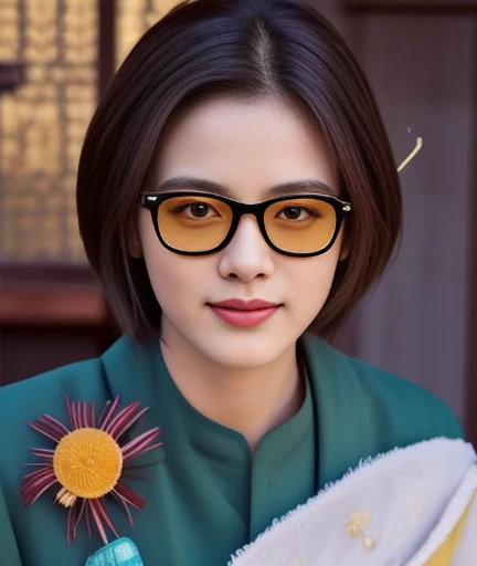 Close-up of woman in yellow and green dress, Heise-Lian Yan Fang, Chinese woman, palace , girl in hanfu, gongbi, ancient chinese beauty, korean woman, Inspired by Yoon Doo Seo, Chinese girl, beautiful south korean woman, Chinese princess, Yun Ling, traditional chinese, Inspiration from Woobin, Asian features