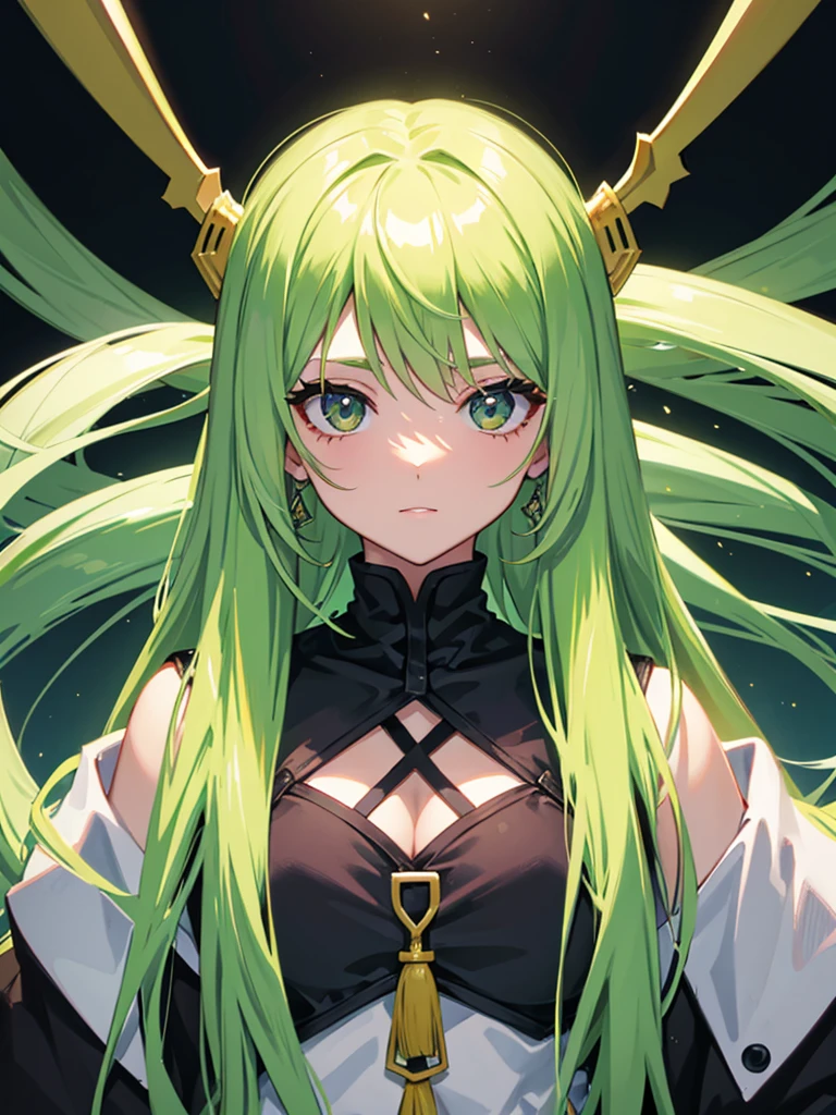 Mujer de cabello Amarillo y ojos verdes, con el poder de la muerte, Anime