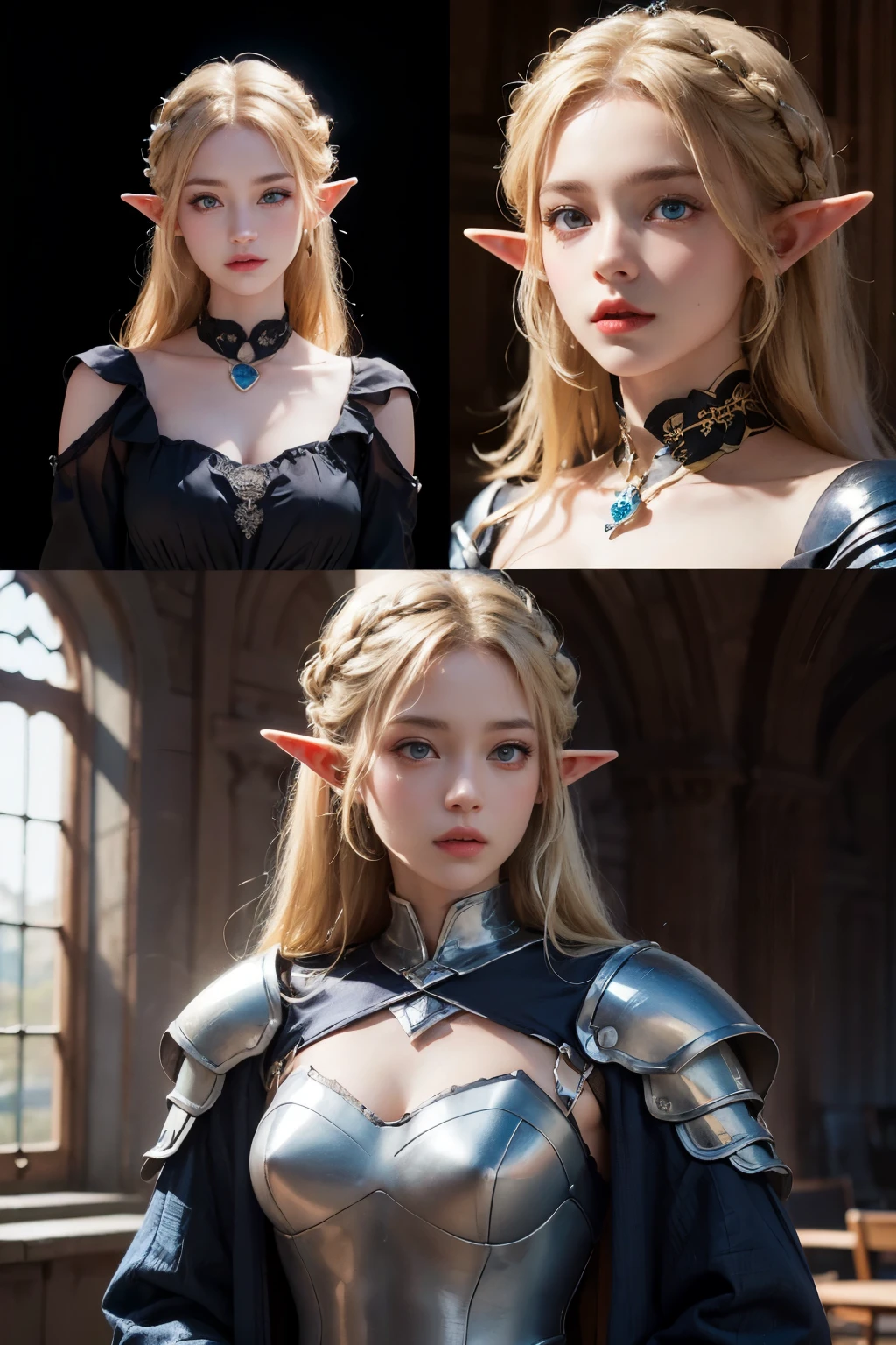 Elf,(8k, RAW Photos, highest quality, masterpiece:1.2),Super detailed,blonde,blue eyes,RPG,princess knight