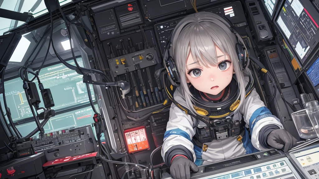 Ultra-detailed and ultra-realistic, This image contains、It shows a astronaut sitting intently in front of a control panel.。, surrounded by a complex array of flashing lights and complicated machinery.. Children's youth々Shishi Face、Painted with sharp focus and exceptional detail。, He opened his eyes wide、目の前のVariety of表示や指標を見つめていた。. I furrowed my brow in concentration.、Sweat on the forehead, Demonstrate the tension and importance of the situation.
The control room is soft, Surrounding glow, Long Cast, Dynamic shadows that enhance the depth and texture of every component and surface. Wires and cables snake across the panel, Variety of,Gray-haired,Shortcuts,Forehead out