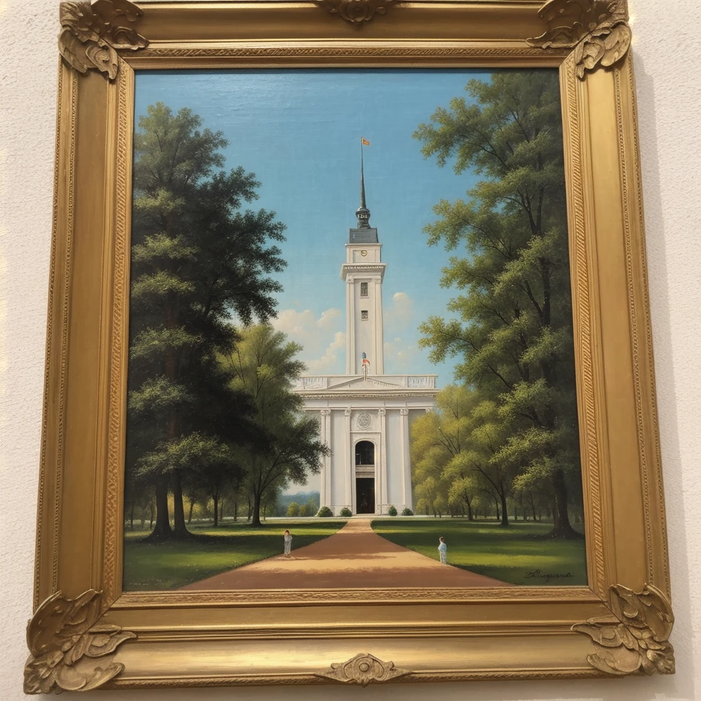 vintage 80s photoA frame of the painting in the middle of a museum exhibited as the extraordinary and main work entouré de mon qui observe ça avec un aire stupéfait