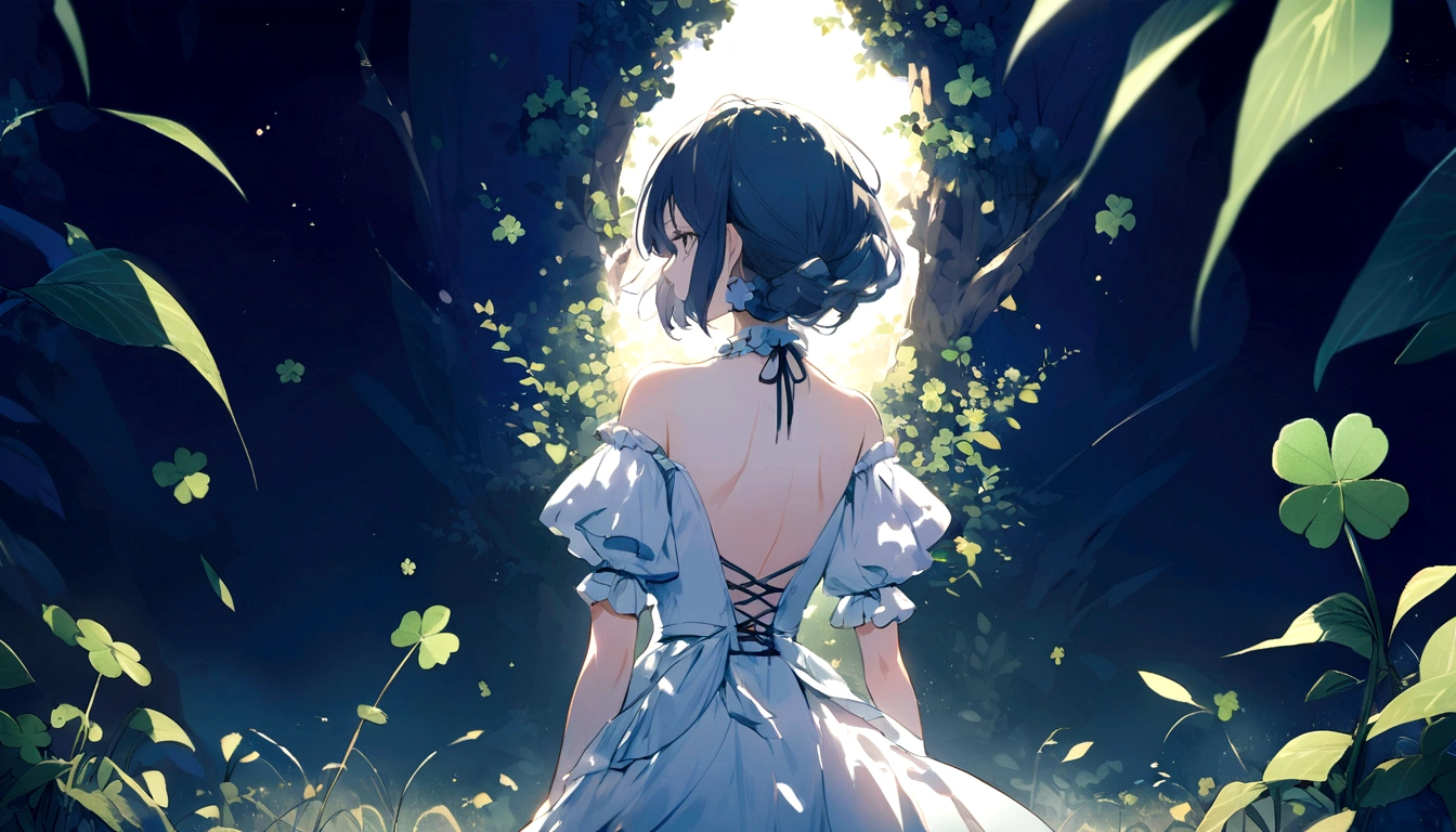 Breaking down the walls!The whole body emits a golden light,There are four-leaf clovers falling in the sky