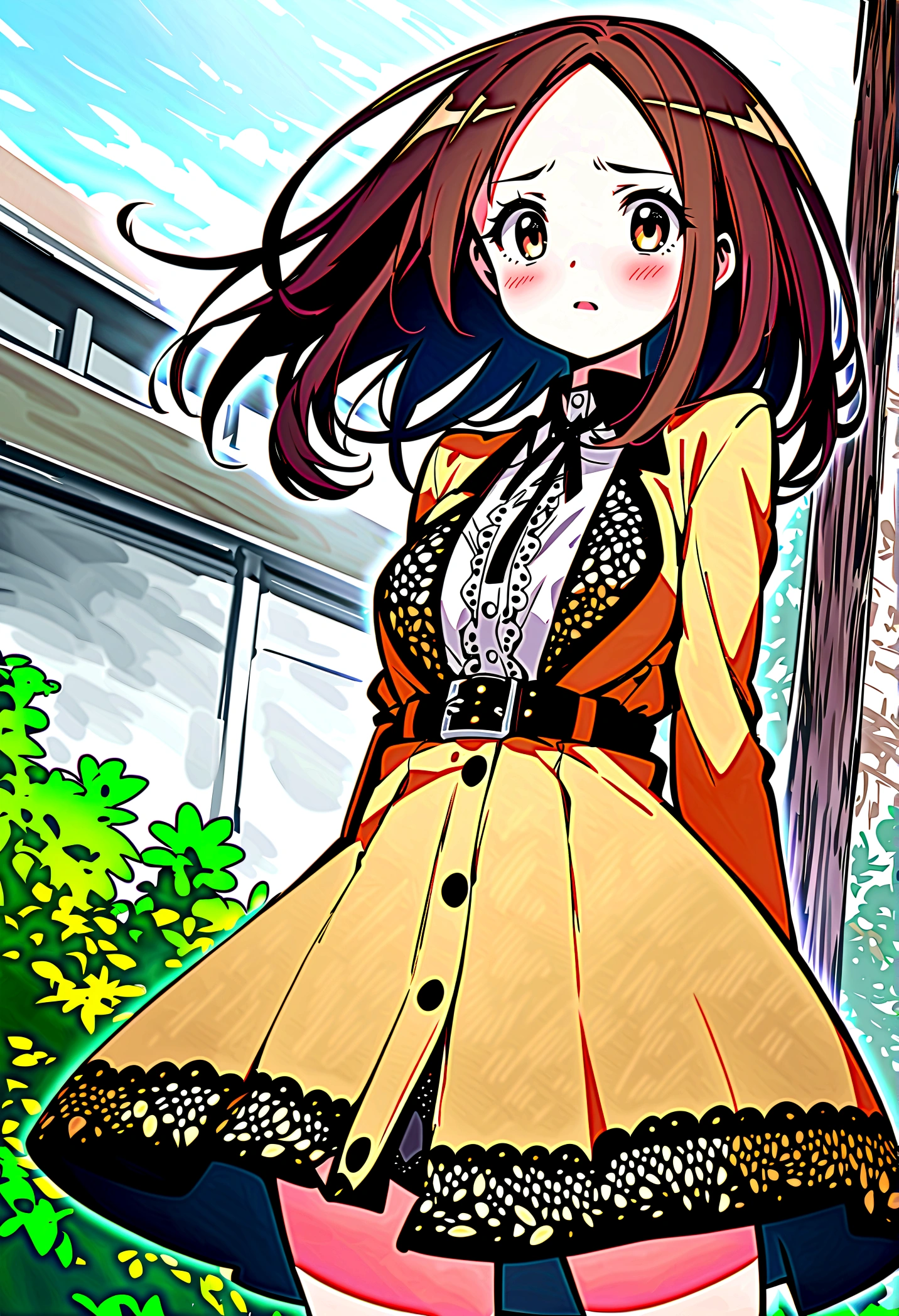 ((NiziU-MAYUKA)), ((black obscene lingerie, delicate lace embroidery, very very see-through lingerie)), D-cup bust, early 30s, medium to short hair, (round face, centrifugal face), beautiful forehead, big eyes, brown hair, very cool, ((short stature, infantile build, Chubby)), whole body, (Embarrassed expression, blushing), cute face, (High Resolution, Highest Resolution, Ultra Definition, Masterpiece, top quality), (park, children, crowd, park with playground equipment), (Exhibitionist, shameful play), masterpiece, 8k, best quality, (beautiful five fingers), best quality, ((NiziU MAYUKA)), masterpiece, best quality, ((NSFW)), faint brightnes, niziu mayuka, mayuka ogou, (trench coat)