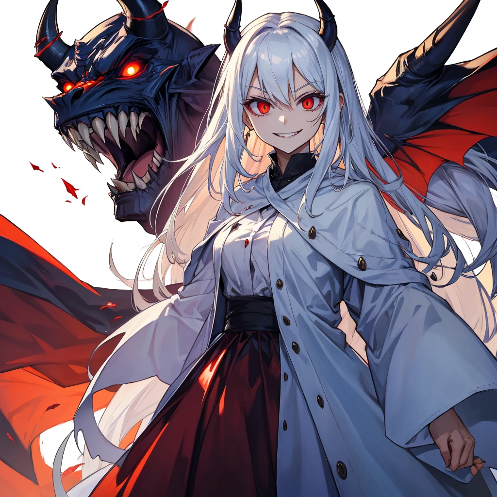 tall and light demon scary face, terrifying, in a day, angelic devil, smiling
