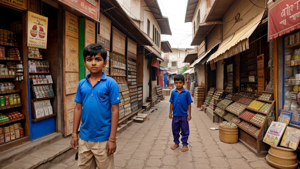Poor Indian boy bajiya shop 