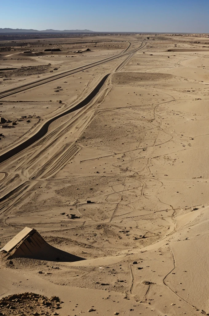 A desolate wasteland of once a prosperous city now in destroyed and covered in sand.