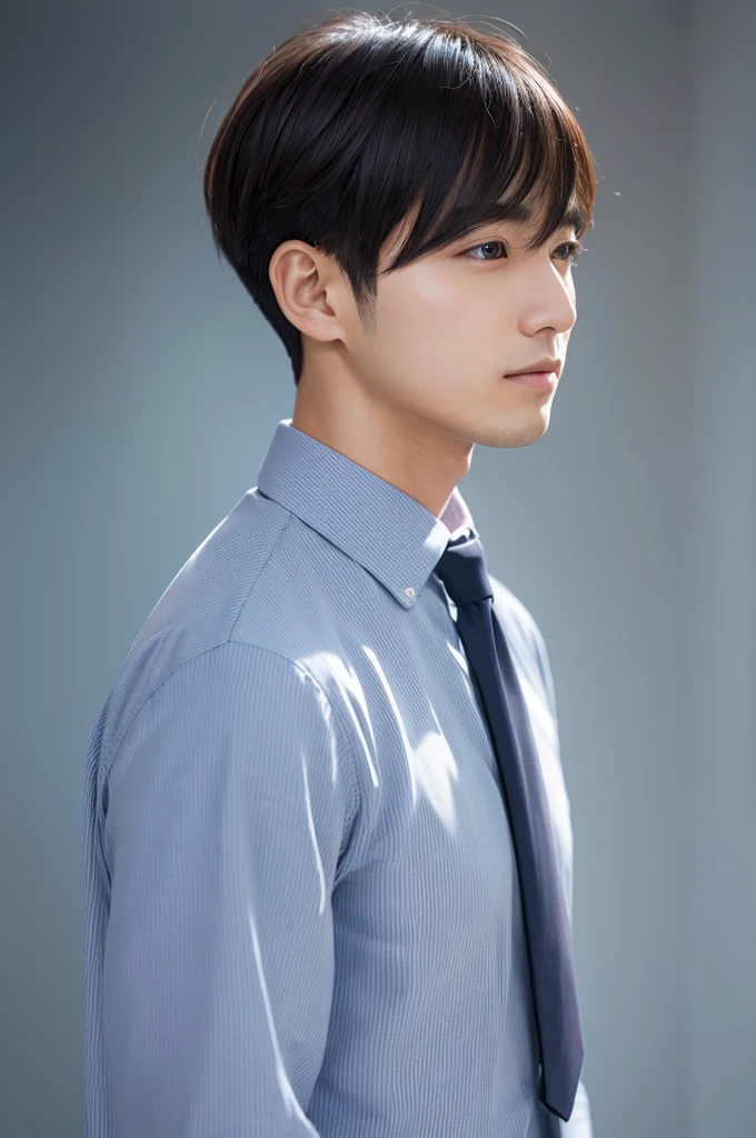 30th Generation　male　Salaryman　company employee　Short HairShort Hair　Hairstyle　profile　Simple Background