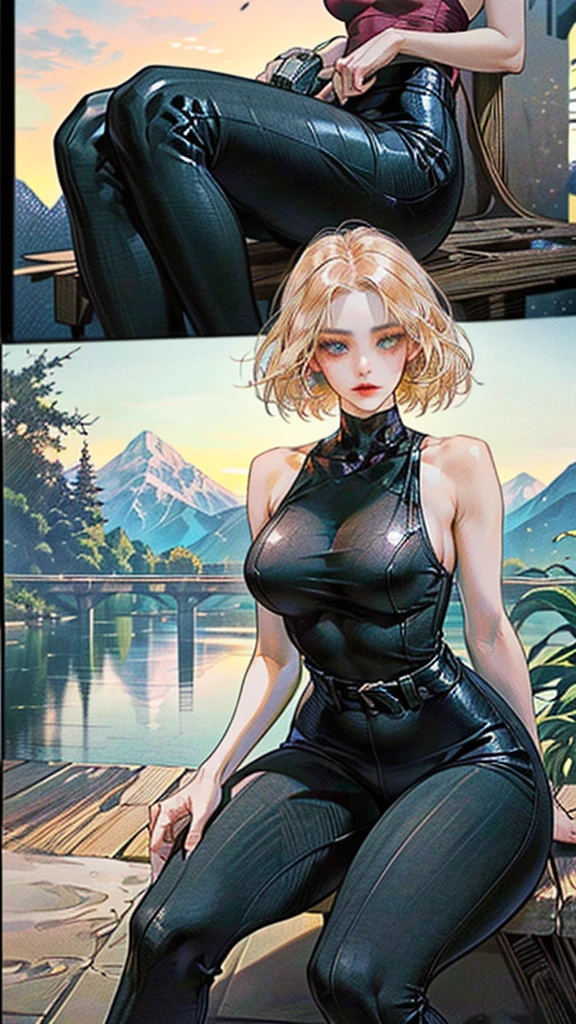 (((gorgeous girl, sitting in a squat position, the girl has curvy body, wide hips narrow waist big breast, background of a super detailed street with trees and aesthetic path to a mountain, wearing super tight transparent black leggings and a black tight tank top))) ((ultra high quality, masterpiece, cozy vibe, modern background, ultra high resolution, ultra detailed, ultra detailed clothes, ultra detailed character, ultra detailed face, ultra detailed eyes, ultra detailed mouth, ultra detailed hairs, ultra detailed background, best quality, highest quality, ultra vibrant, ultra sharp, ultra crispy, ultra clear, ultra sharp focus, intricate details, ultra detailed depth, ultra detailed darker parts and lighter parts, ultra detailed objects, ultra detailed background objects, ultra detailed colors, ultra detailed lines, ultra detailed textures, ultra detailed physics, ultra detailed expressive image, amazing scenery, amazing view, golden ratio, breathtaking beauty, eye catching, ultra detailed amazing scenery, cozy scenery, correct anatomy, perfect anatomy, detailed molecules. detailed atoms, high quality shadow, high quality contrast, high quality vibrancy, background that complements the image’s aesthetics))