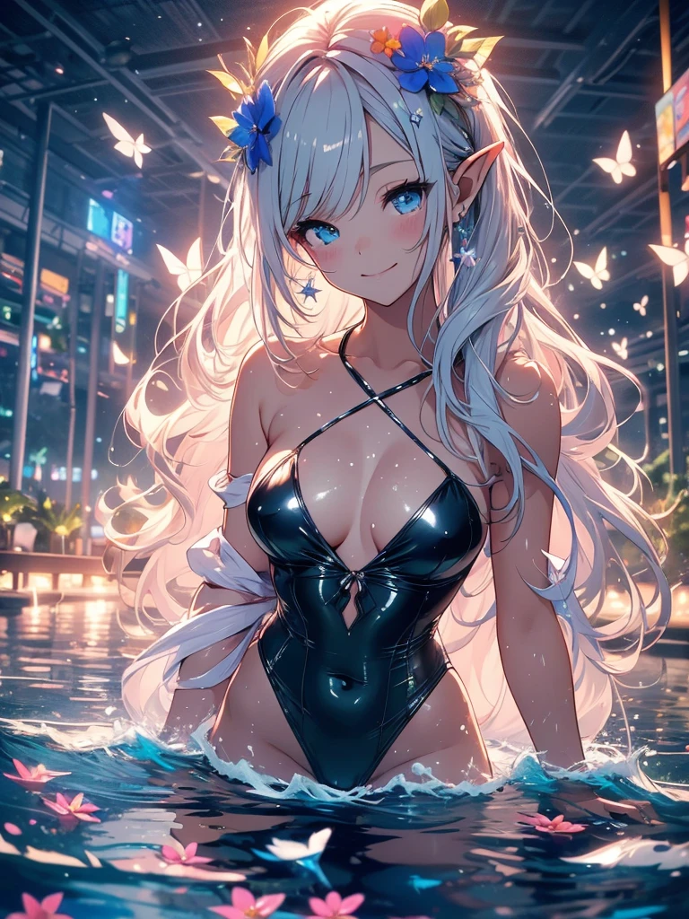 最high quality、Top view 1 woman elf 、Super beautiful、Elf Ears、Beautiful Eyes、Swimming Bikini、
((sleep on your back))View here、
,Bathing、Like Ophelia、swim、Floating on water、In the water、Swimming、CourtyardShining 、NP: Worst quality ,Flower fractal art on the pool、In the water、 ((sleep on your back,))Wet、Being in the water、See-through swimsuit、Beautiful shot, radiance,High-definition depiction, Realistic, 8k, Unity, beautiful Shot, light smile, Beautifully and vividly drawn, , Beautiful, Chest 100 cm、Particles of light。night、beautiful, clear skin、sexy see-through swim suitSwimsuit,Countless rays of light pouring down, , Raise one arm above your head, flower
Romanticism,: The most beautiful form of chaos, Mr..々color, Intertwined flowers, Particle,smile,sexy,image quality、masterpiece、sexy、Esbian、、high quality、Visual art、Written boundary depth、、Happy smile、elegant、ticker beautiful decorative、、magic、A kind smile、wonderful、Fluttering petals、Cultivate fantasy、、Mystery light Lots of flowers、、art、art,mystery,Ultra-high resolution,atmosphere ((sleep on your back))Stars in space reflected in water