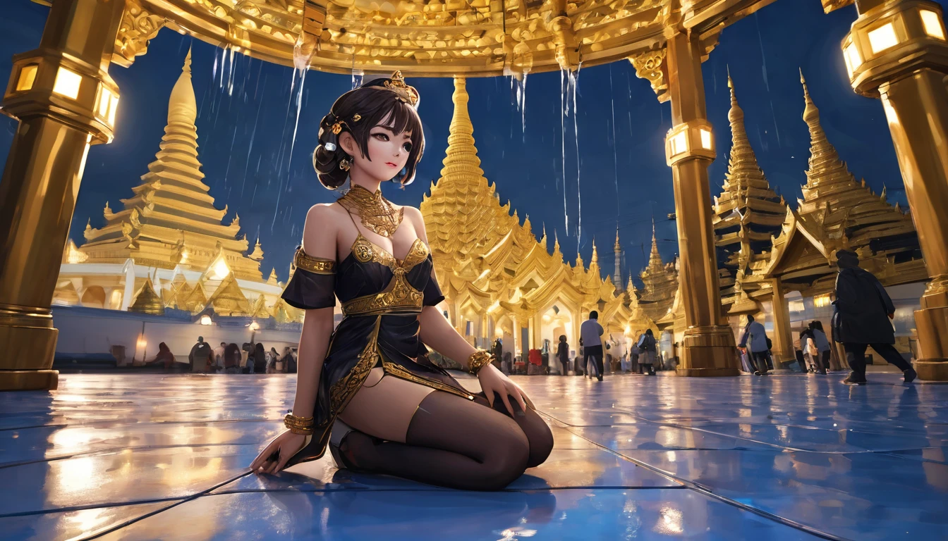 there is a statue of a golden Snake on top of a building, a Buddhist Buddha, taken with sony alpha 9, taken with a Sony A7R camera, a statue, Photo taken with Sony A7R, Buddha, Photo taken with Sony a7R camera, taken with sigma 2 0 mm f 1. 4, Beautiful image, thai temple, statue, dark milky way at the background, stunn, surrealism, Cinematic lighting, god light, back lit lighting, Textured skin, Super detail