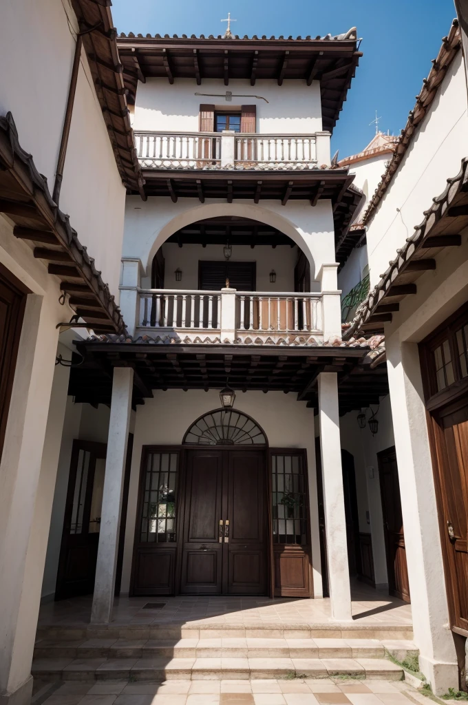 Casa tradicional vazia com pisos e revestimentos de madeira