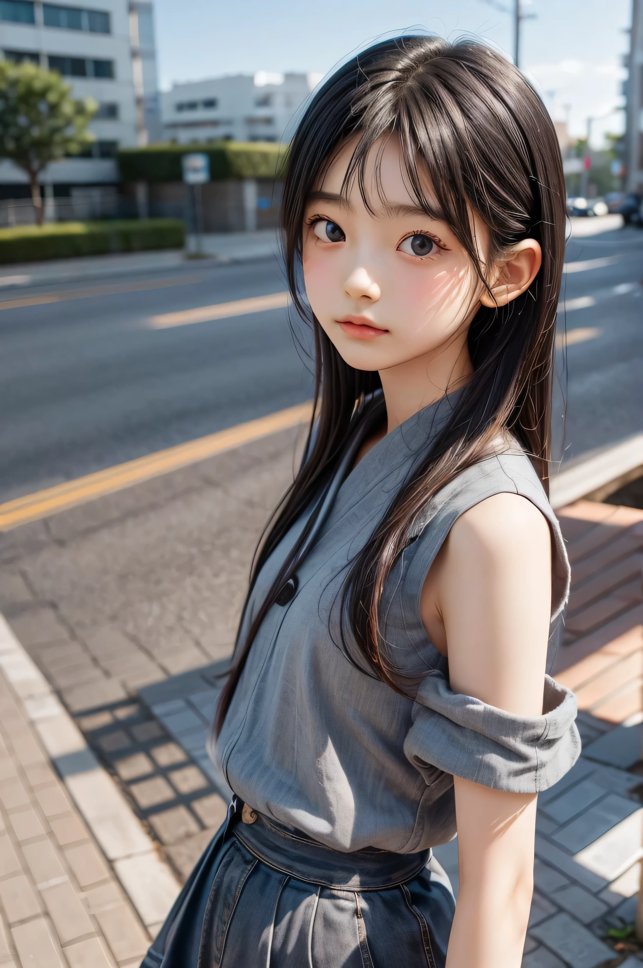 Polychrome, One Girl, 15 years old, Japanese, night, dark, Black Hair, Show Viewer, Upper Body, In-person audience, Limited Edition Palette, Black background, Shine,