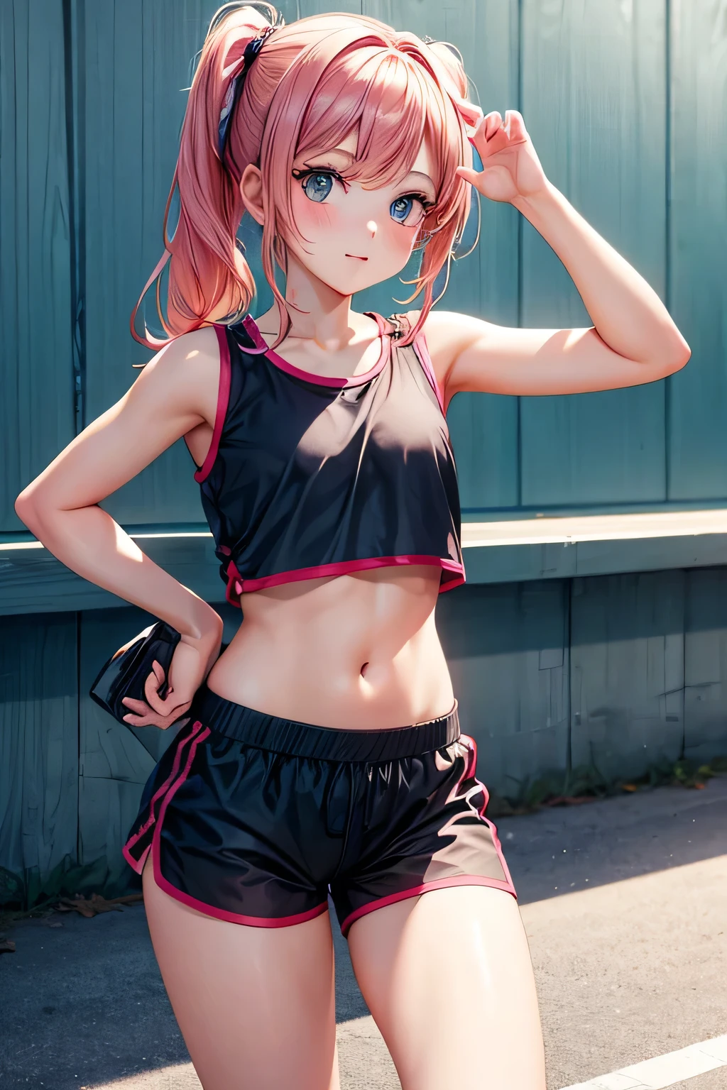 girl in tiny sport shorts and hottop