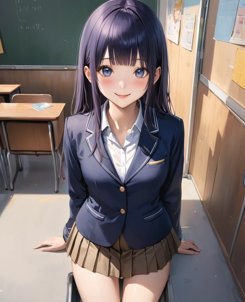 School Japan Cute Girl, Blue long hair, , classroom,Browsing Caution,Pussy