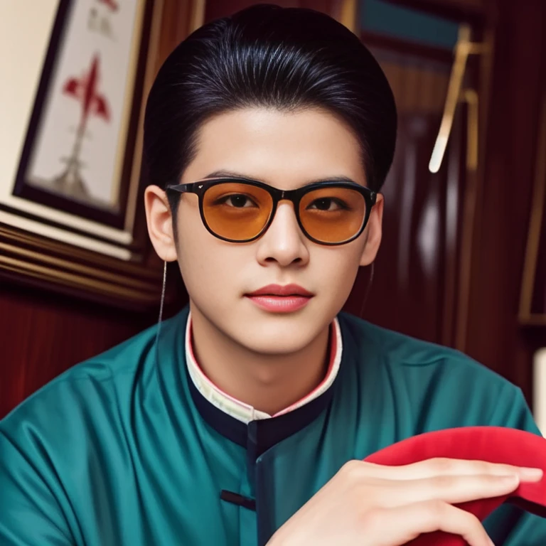 Close-up of a woman wearing glasses, Inspiration from Song Mao Jin, palace ， a girl in Hanfu, iu lee ji-eun in the role of supervillain, Jae Yeon Nam, Inspiration from Jeongseon, gongbi, Inspiration from Kim Jung Hee, Inspired by Yoon Doo Seo, Hanfu, Inspiration from Huang Ji