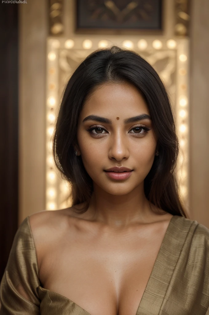 best quality,4k,8k,highres,masterpiece:1.2),ultra-detailed,(realistic,photorealistic,photo-realistic:1.37),25 year old tan girl, with attractive facial features,beautiful detailed eyes,beautiful detailed lips,extremely detailed eyes and face,longeyelashes,tan skin tone and wearing saree which is black in colour