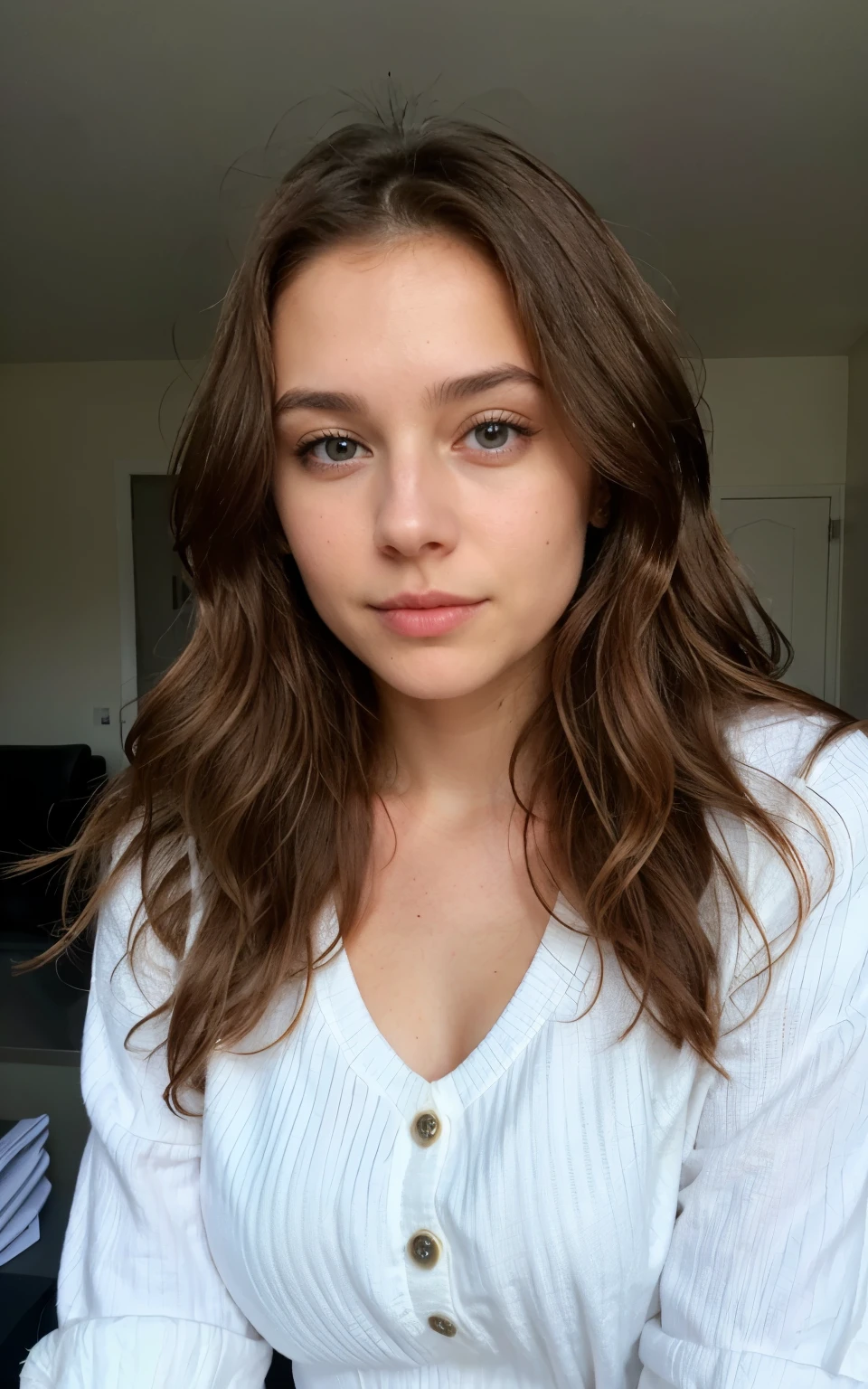 Belle brune portant un pull blanc, moderne au coucher du soleil), very detailed, 21 ans, visage innocent, natural wavy hair, yeux bleus, high resolution, a des bijoux, Chef-d&#39;ouvrages d&#39;art, Best quality, Intricate details, very detailed, mise au point nette, detailed skin, texture de peau réaliste, texture, detailed eyes, professionnel, 4k, sourire charmant, filmed in Canon, 85 millimeters, faible profondeur de champ, Couleur Kodak Vision, Corps parfaitement ajusté, Extremely detailed, photographier_\(ultra\), photorealistic, Realistic, Post-traitement, Maximum details, roughness, vrai vie, ultra realistic, photorealism, photographie, 8k euh, photographie, sous le douche