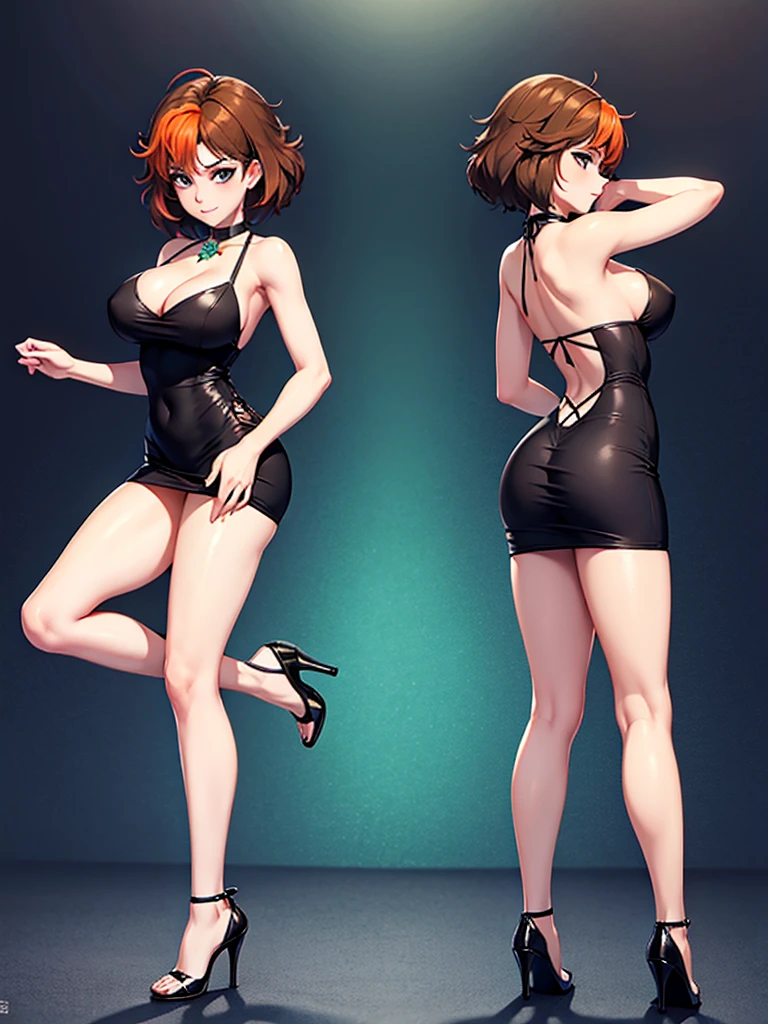 merula, full body, thighs, high heels , medium tits, sexy tight dress, back view. only 1 girl, party background