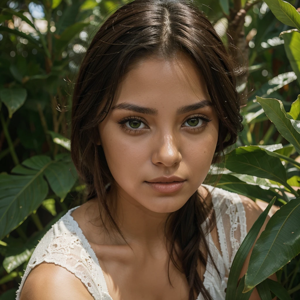 La misma mujer morena de ojos verdes