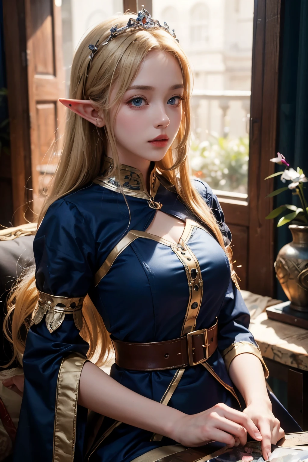 Elf,(8k, RAW Photos, highest quality, masterpiece:1.2),Super detailed,blonde,blue eyes,RPG,princess