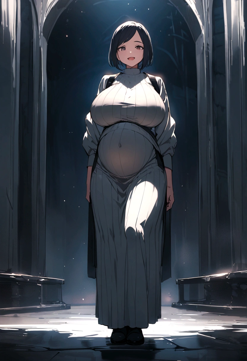 hyper realism anime cartoon, beautiful ghost woman, with short hair and tight clothes, thick hourglass body, bottom view, in a bedroom