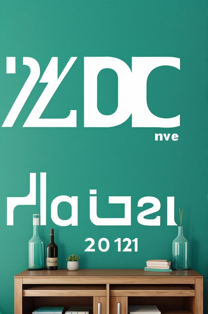 Hazme un logo de aniversario 21 con colores azul verde y blanco