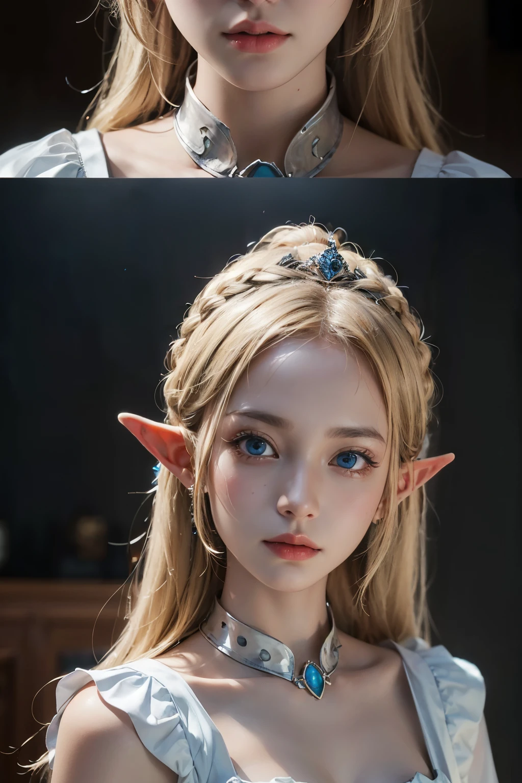 Elf,(8k, RAW Photos, highest quality, masterpiece:1.2),Super detailed,blonde,blue eyes,RPG,princess