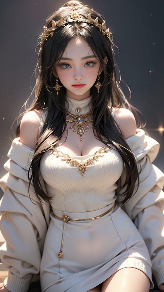 best quality,Super detailed,masterpiece,Employment,8K,Extremely detailed CG unifies 8K, 8K, diamond, and wallpaper,lifelike, Surreal, The original, Intricate details,Detailed face,Exquisite eyes, Skin smooth and soft, Delicate face, Big shining eyes,1 beautiful girl, 18 years old, Super beautiful face details, Smiling shyly, Wearing a sweater、north african trade zone,Best quality:1.4, from photo real:1.4, Texture:1.4, masterpiece:1.8, 1 female, Hip lift, beautiful eyes, Long hair, eye socket, plump big breasts