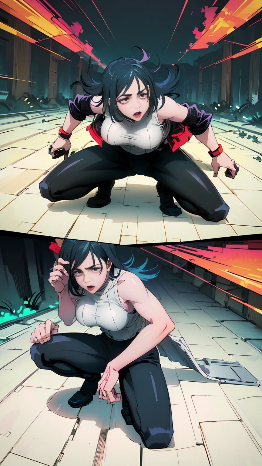 ((gorgeous girl, sitting in a squat position, the girl has curvy body, wide hips narrow waist big breast, background of a super detailed street with trees and aesthetic path to a mountain, wearing super tight transparent black leggings and a black tight tank top))) ((ultra high quality, masterpiece, cozy vibe, modern background, ultra high resolution, ultra detailed, ultra detailed clothes, ultra detailed character, ultra detailed face, ultra detailed eyes, ultra detailed mouth, ultra detailed hairs, ultra detailed background, best quality, highest quality, ultra vibrant, ultra sharp, ultra crispy, ultra clear, ultra sharp focus, intricate details, ultra detailed depth, ultra detailed darker parts and lighter parts, ultra detailed objects, ultra detailed background objects, ultra detailed colors, ultra detailed lines, ultra detailed textures, ultra detailed physics, ultra detailed expressive image, amazing scenery, amazing view, golden ratio, breathtaking beauty, eye catching, ultra detailed amazing scenery, cozy scenery, correct anatomy, perfect anatomy, detailed molecules. detailed atoms, high quality shadow, high quality contrast, high quality vibrancy, background that complements the image’s aesthetics))