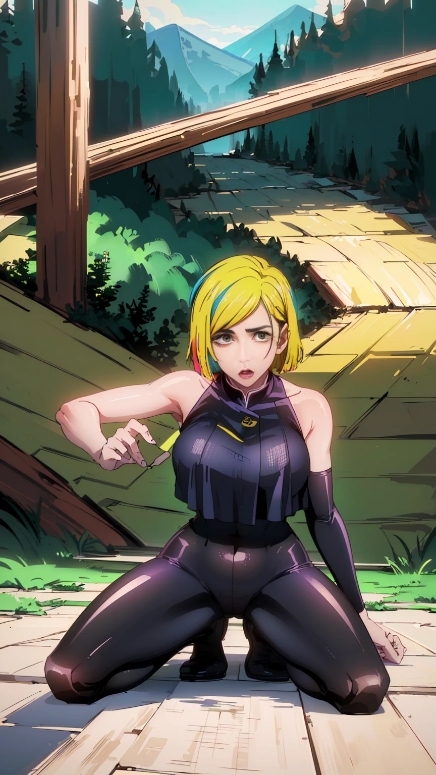((gorgeous girl, sitting in a squat position, the girl has curvy body, wide hips narrow waist big breast, background of a super detailed street with trees and aesthetic path to a mountain, wearing super tight transparent black leggings and a black tight tank top))) ((ultra high quality, masterpiece, cozy vibe, modern background, ultra high resolution, ultra detailed, ultra detailed clothes, ultra detailed character, ultra detailed face, ultra detailed eyes, ultra detailed mouth, ultra detailed hairs, ultra detailed background, best quality, highest quality, ultra vibrant, ultra sharp, ultra crispy, ultra clear, ultra sharp focus, intricate details, ultra detailed depth, ultra detailed darker parts and lighter parts, ultra detailed objects, ultra detailed background objects, ultra detailed colors, ultra detailed lines, ultra detailed textures, ultra detailed physics, ultra detailed expressive image, amazing scenery, amazing view, golden ratio, breathtaking beauty, eye catching, ultra detailed amazing scenery, cozy scenery, correct anatomy, perfect anatomy, detailed molecules. detailed atoms, high quality shadow, high quality contrast, high quality vibrancy, background that complements the image’s aesthetics))