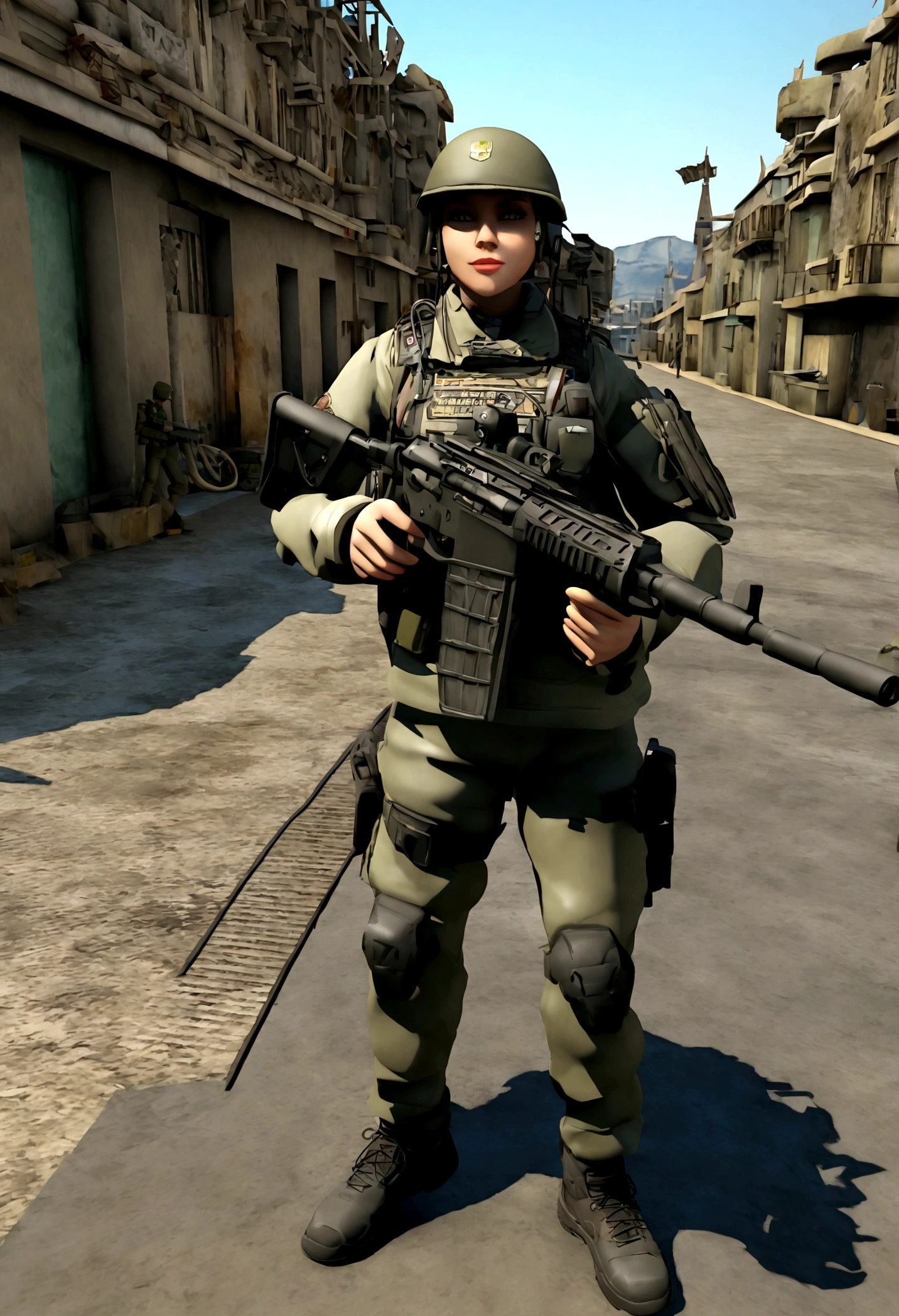 Urban Tracker, women military, character the call of duty game, ojos azules, marca de gatita en la cara, corra militar, vestimenta militar, animado 3D, 8k