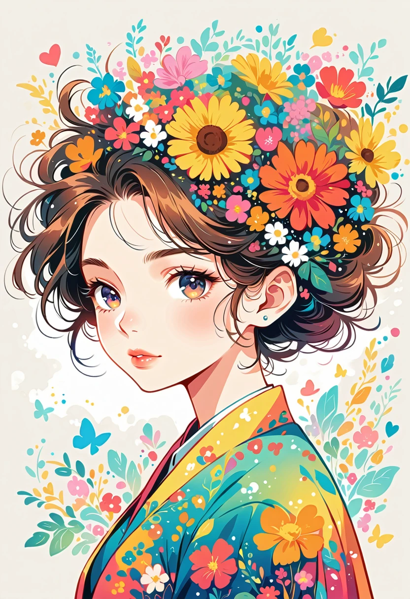 Mai Yoneyama Style、The most beautiful girl of all time、Lips in Love、Colorful flowers、Simple line initials、Abstract art、Urban Background