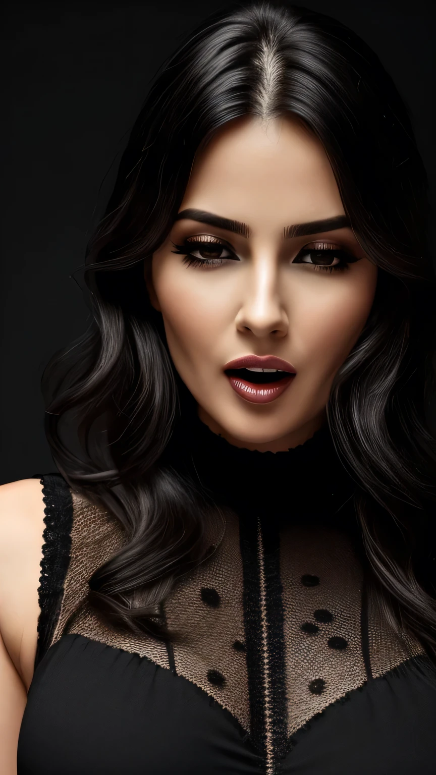 Very detailed, Edge Orgasm,face Focus, (Woman with open mouth and closed eyes) , Edgy Woman _face、Age 35, Big Tits、masterpiece, 最high quality, high quality, High resolution, Black Gothic Dress、(Close-up of face)、Woman with open mouth and closed eyes, ((Black Background))