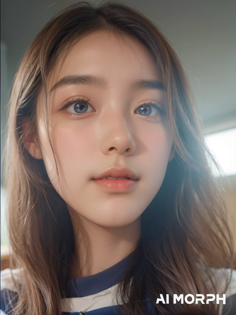 (masterpiece), (highest quality), (Super detailed),(Disheveled Hair),(figure), (One girl), Are standing, smile, Beautiful fine details, Bright Blue Eyes, Beautiful face in every detail, (kamisato ayaka: 1.2), Focus on the face, ponytail, kamisato ayaka(Genshin Impact), Light blue hair, Detailed Hair, bangs, Best lighting, Best Shadow, Very detailed, Vibrant